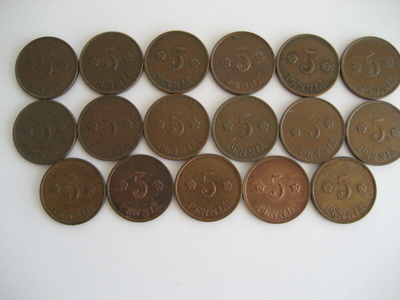 5 PENNIÄ 1918 - 1940 17 KPL SARJA