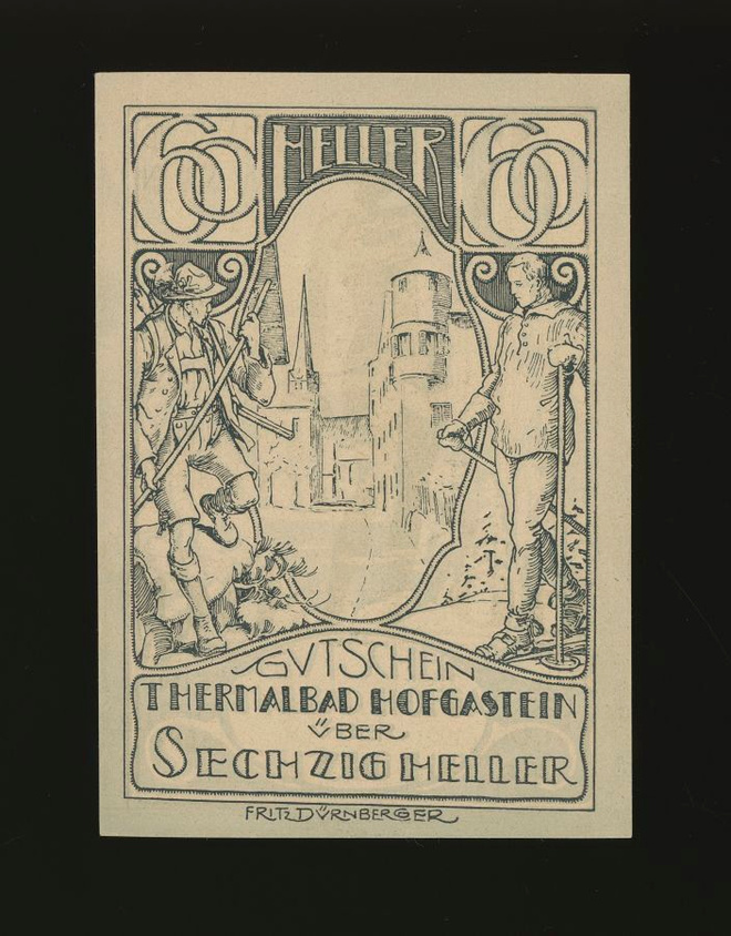 Itävalta Notgeld 60 Heller, Hofgastein 1920 XF