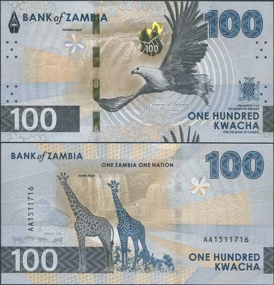 Zambia 100 Kwacha 2024 UNC uusi sarja ja design
