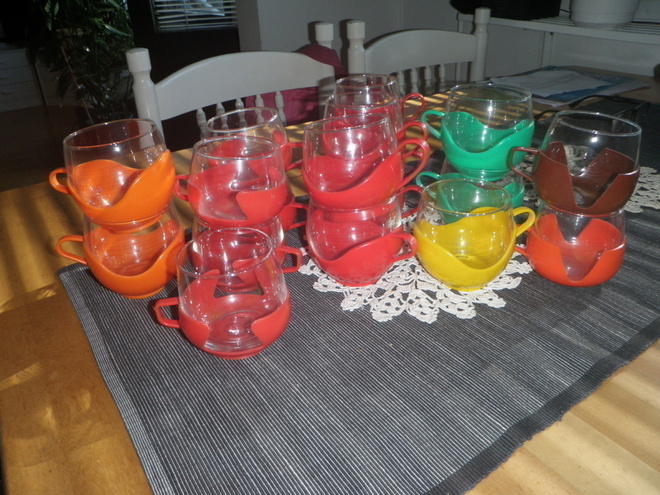 Melitta lasit,punainen pidike 6kpl Retro-70 luku tai