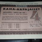 Raha-arpajaiset 100mk arpalippu 26/7 - pikkukuva 1