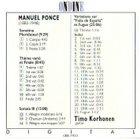 cd, Timo Korhonen: Manuel Ponce - Works For Guitar [classica - pikkukuva 2