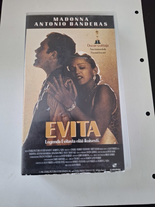 EVITA (Madonna, Antonio Banderas ) VHS kasetti