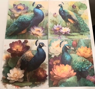 Kuviopaperi RIIKINKUKOT / 4 kpl -setti / 15 x 15 cm