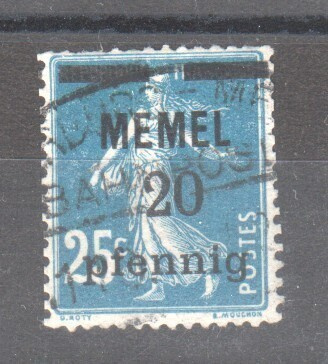 Saksa Memel Mi 20 leimattuna.