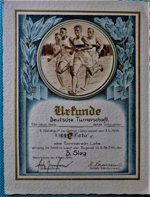 SPORT Kunniataulu v. 1934 miehet, pahvia aito vanha