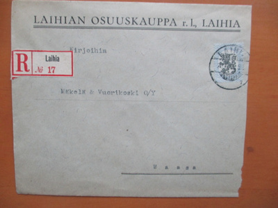 1925 Laihia R liikekuori yritys tolppakirjaimin