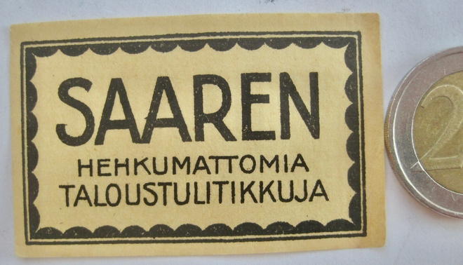 VANHA Tulitikku Etiketti Saaren Tehdas