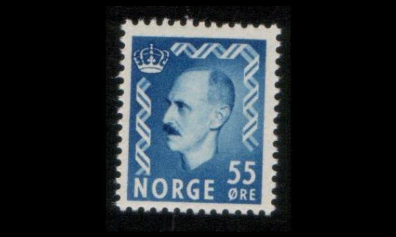 Norja 366 ** Haakon VII 55 öre sininen (1950)
