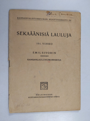 Emil Sivori : Sekaäänisiä lauluja 151. vihko