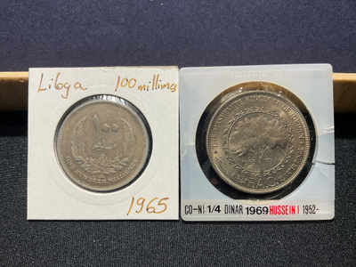 Libya 1965 & Jordan 1969 Cu/Ni kolikot
