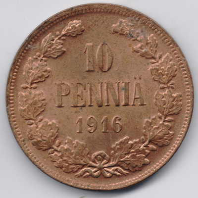 1916 10 penniä kl8