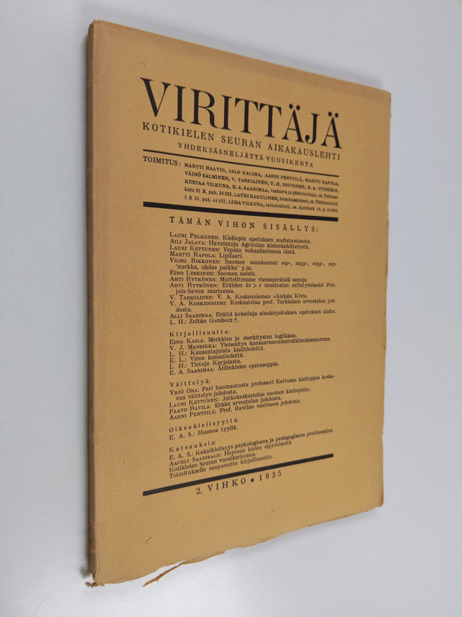 Virittäjä 2/1935 : kotikielen seuran aikakauslehti