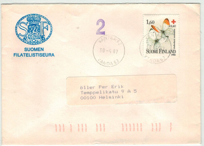 1983 PR 1,60 mk 2.luokan kirje