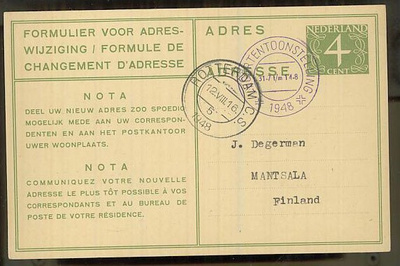 Hollanti 1948 erikoisleimakortti