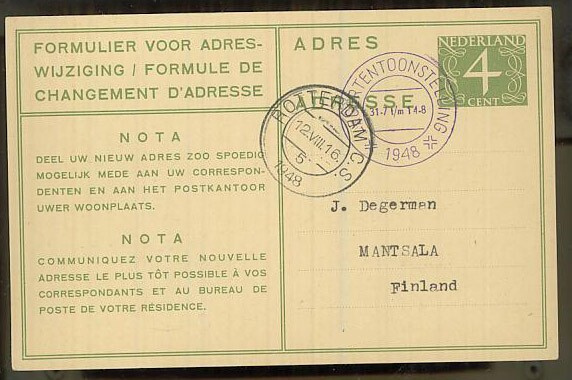 Hollanti 1948 erikoisleimakortti