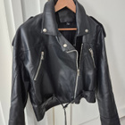 Musta Biker Keinonahkatakki / Nahkatakki keinonahkaa L - pikkukuva 1