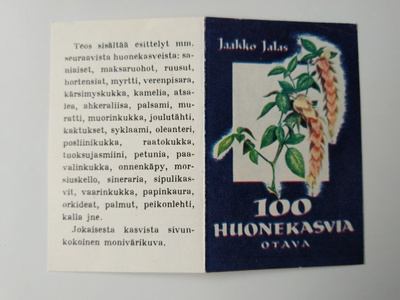 Mainoskirjanmerkki Jaakko Jalas 100 huonekasvia Otava