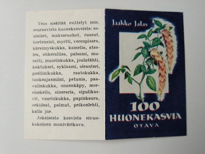 Mainoskirjanmerkki Jaakko Jalas 100 huonekasvia Otava
