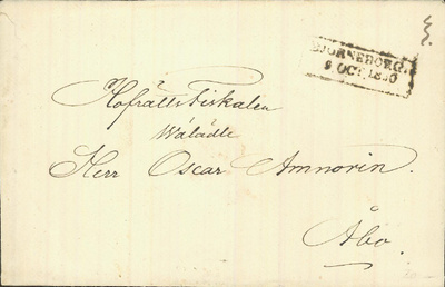 1850 kirje Porista Turkuun (ei sisältöä)