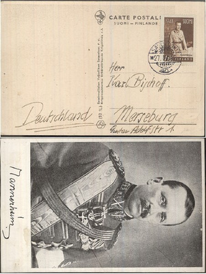 1941 1.75mk Mannerheim-kortti Saksaan 27.4.42 Savukoski