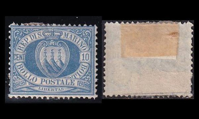 San Marino 2a * Vaakuna 10 C ultramarin (1877)