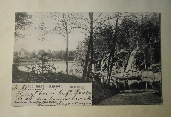 Savonlinna, Runokallio, soutaja veneessä, p. 1903