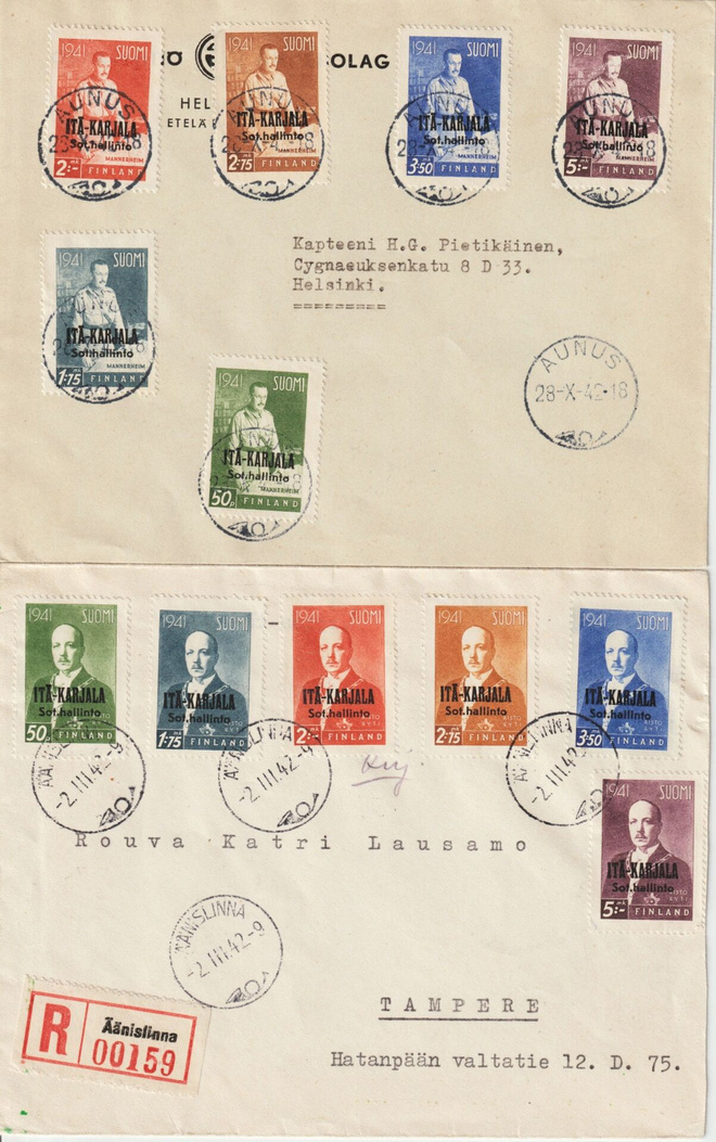 1942 Itä-Karjala lisäp Marskin ja Rytin merkit kirjeissä