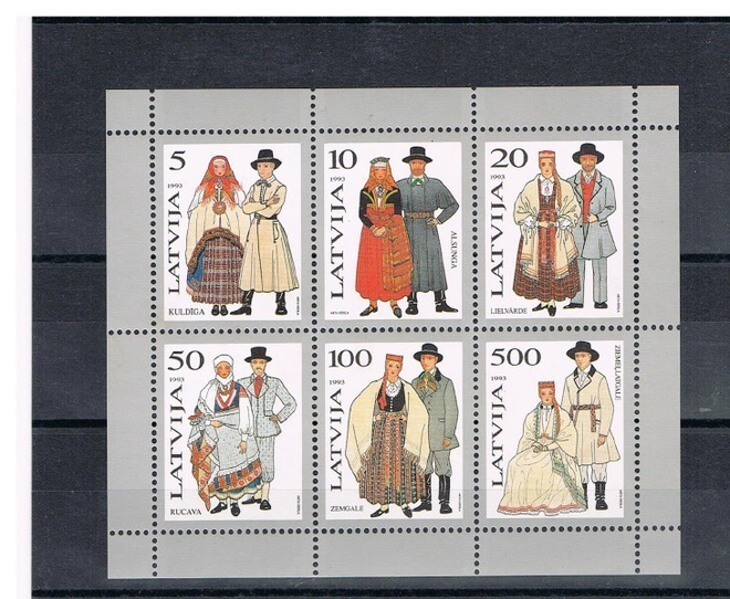 Latvia 1993 - Kansanpukuja blokki  ++