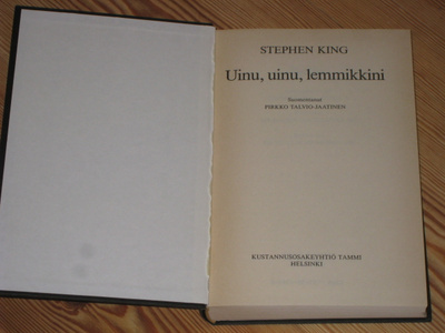 King, Stephen: Uinu, uinu, lemmikkini 1.p sid. v. 1986