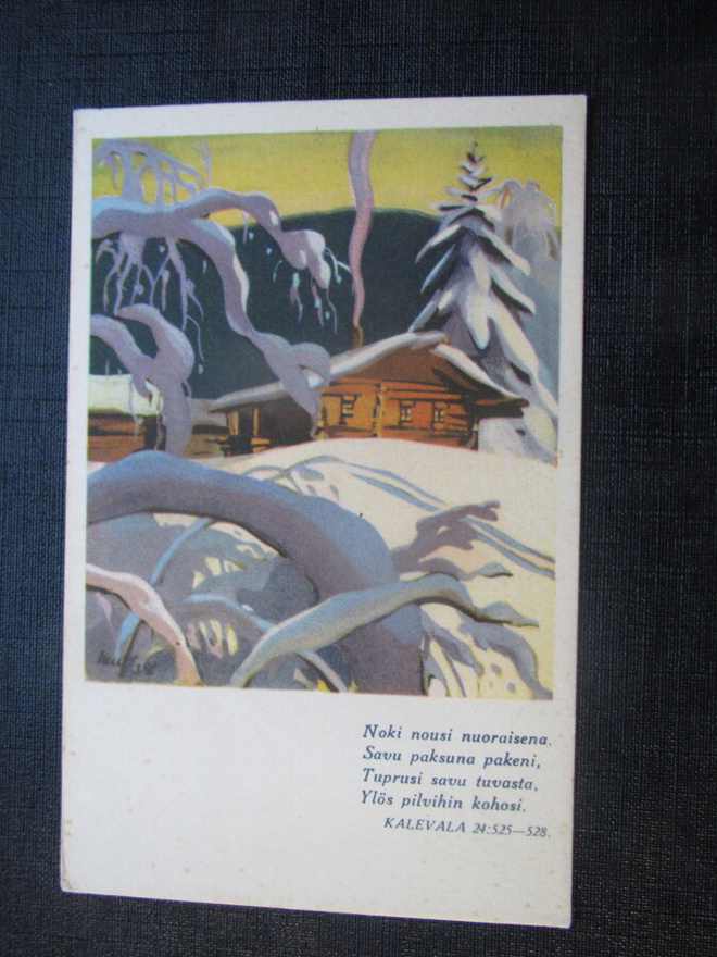 Noki nousi nuoraisena. Martta Wendelin. Postikortti