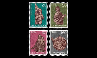 Liechtenstein 688-91 ** Joulu veistoksia (1977)