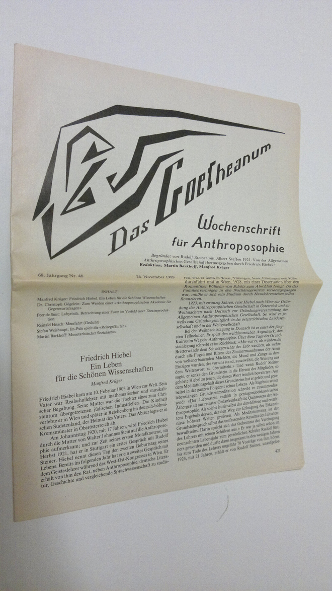 Martin (red.) Barkhoff : Das Goetheanum nr. 48/1989 : Woc...