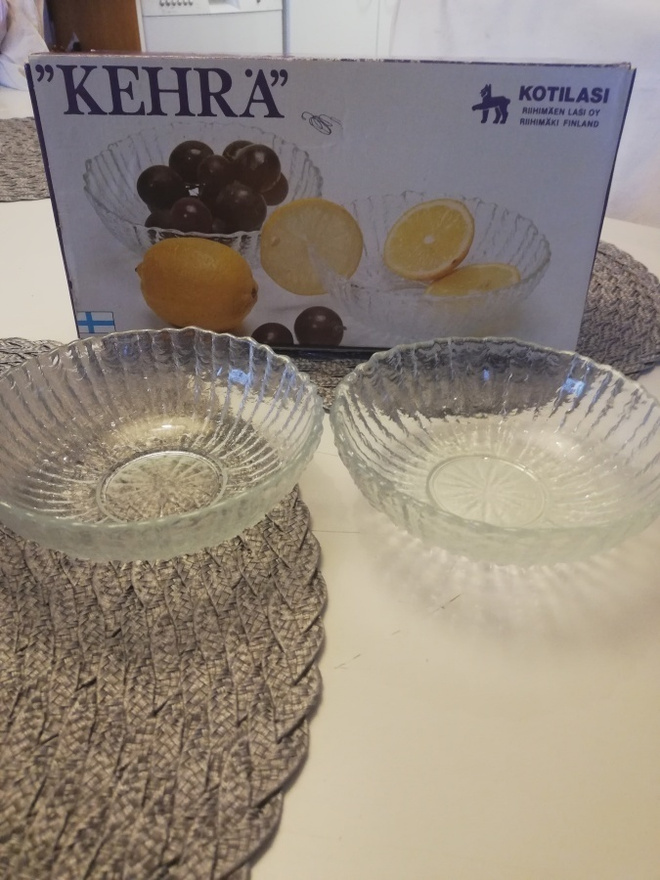 Kehrä jälkiruokakulhot, 6kpl, uudet, Riihimäen lasi