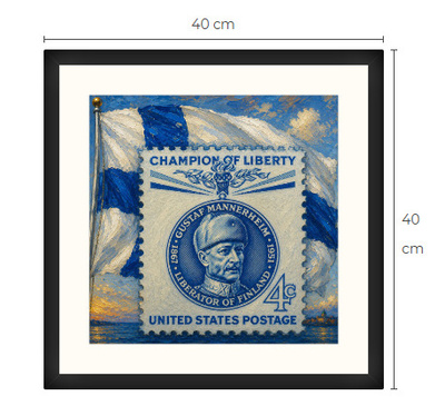 Uusi Mannerheim art print kehystetty 40 cm x 40 cm