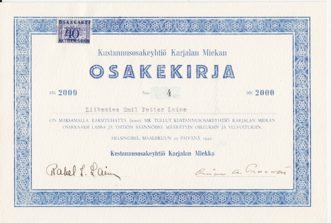OKK 1942 Karjalan Miekka Kustannus Oy, Helsinki