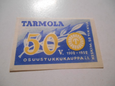 TT Etiketti Tarmola 50v. 1902-1952 osustukkukauppa