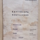 Käyttölupa seka-autolle linjalle Tammela - Forssa v. 1944 - pikkukuva 1