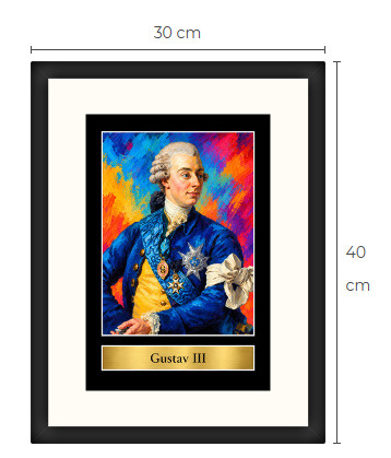 Uusi kuningas Gustav III art print kehystetty 30 cm x 40 cm