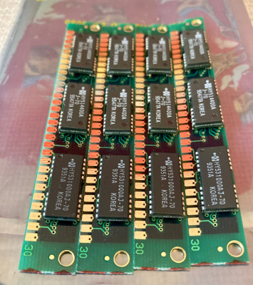 Testattu setti 4MB 30-pin SIMM (4x1MB) retro PC/Mac muistia