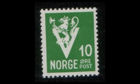 Norja 257 ** V-merkki 10 öre valkoinen V (1941)