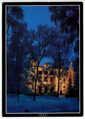 Oulu Kaupungintalo jouluna, kulkenut 1990