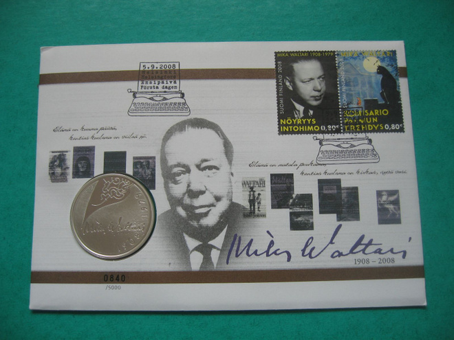Suomi 10e hopea juhlaraha Mika Waltari - 2008 PROOF