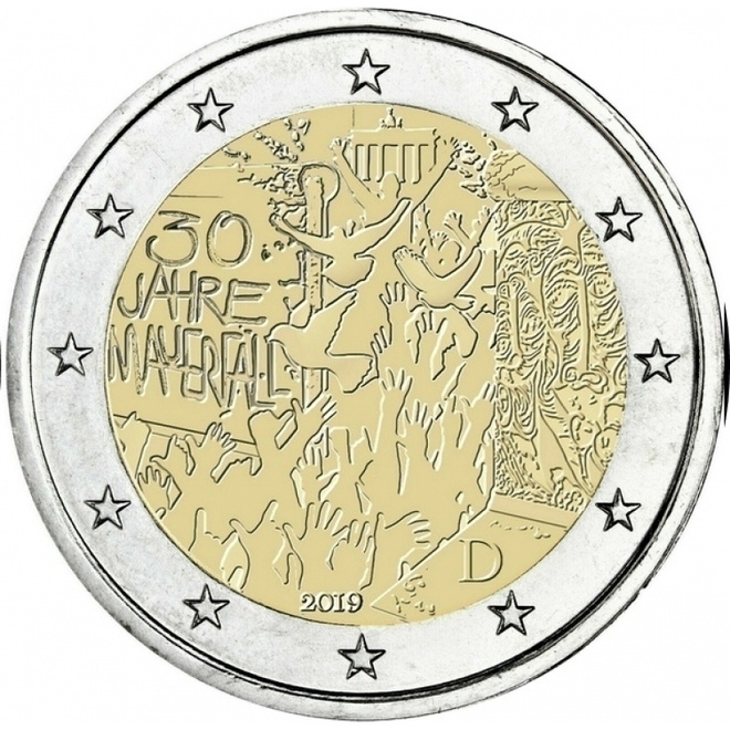 ** SAKSA 2€ 2019 Berliinin muuri pillerissä **