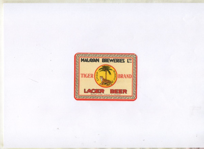 TIGER BRAND. LACER BEER Etiketti.