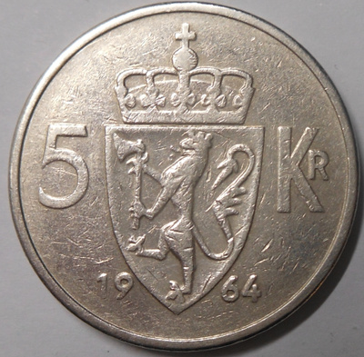 Norway. 5 kroner 1964.
