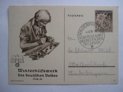 Natsi-Saksa Winterhilfswerk des deutschen Volkes kortti