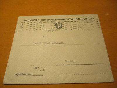 1931 Hki Suomen Siipikarjanhoitajien Liitto kuori Karkkuun