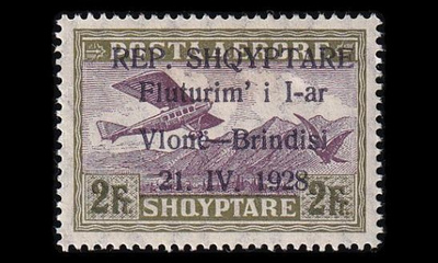 Albania 167 * Vlora-Brindisin lentoreitti 2 Fr (1928)