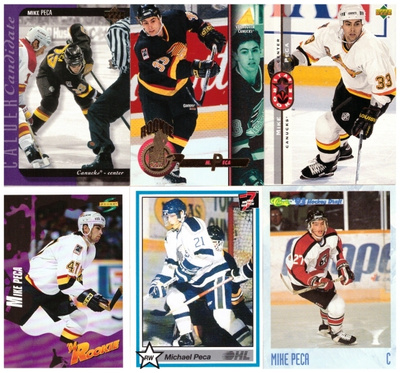 6 x MIKE PECA Vancouver Canucks, Rookie ym. Kortteja